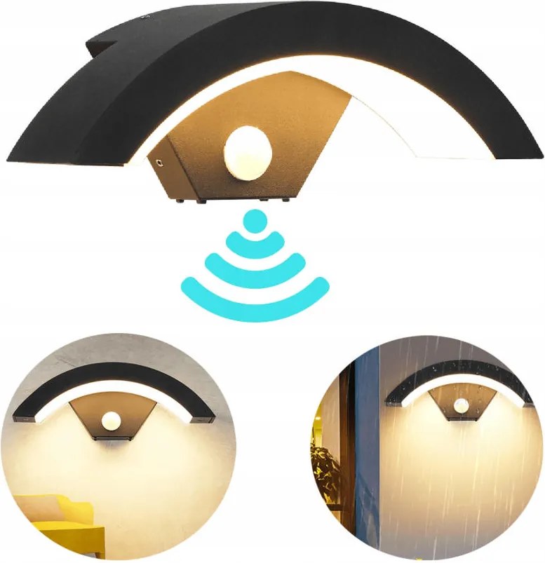 Fali lámpa Kültéri Homlokzati lámpa Alkonyat mozgásérzékelő 18W