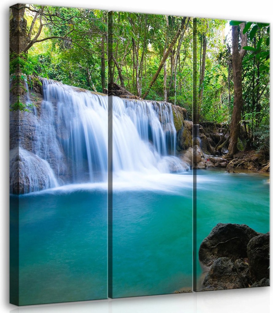 Vászonkép 90x100 Trópusi vízesés dzsungel természet nyugalom frissesség egzotikus