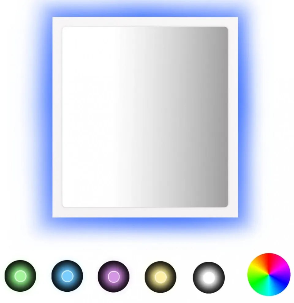 fehér akril LED-es fürdőszobai tükör 40 x 8,5 x 37 cm
