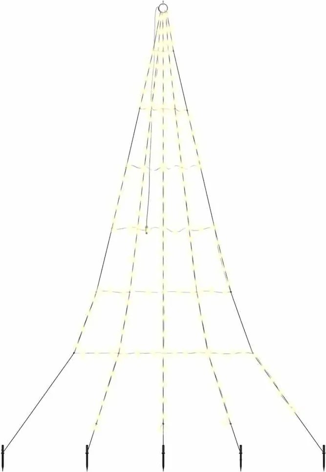 vidaXL LED Karácsonyfák talajráccsal Meleg fehér 306 cm Fém