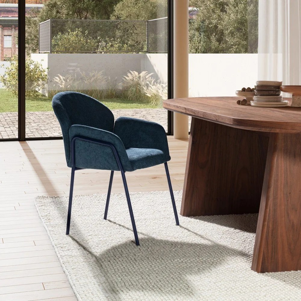 Kék kárpitozott étkezőfotel szett 2 db-os Aslin – MOME