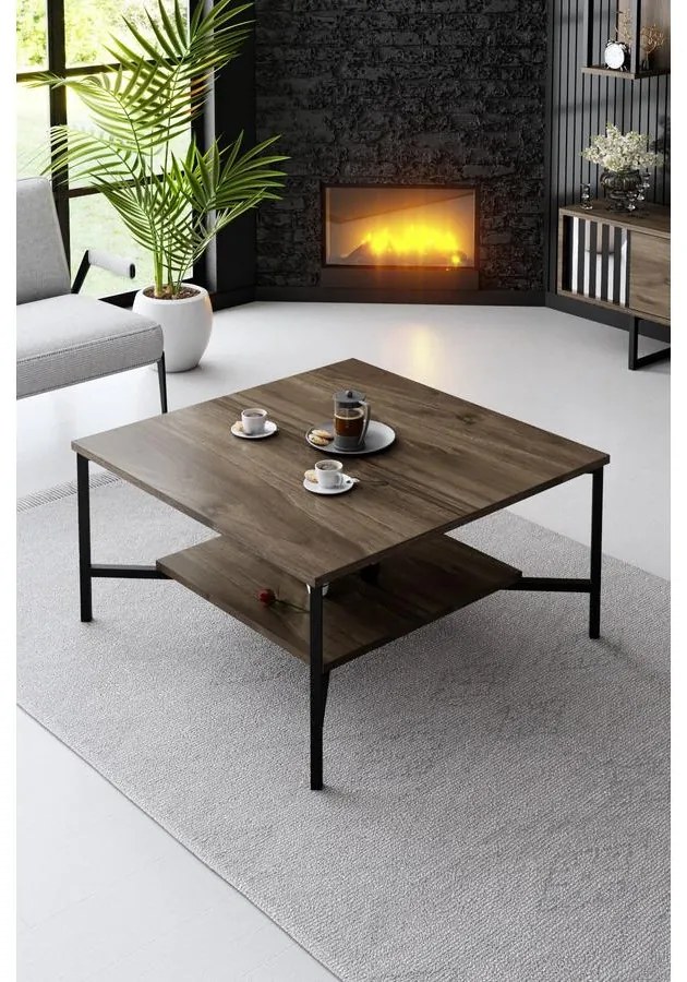 Dohányzóasztal Black Line - Walnut, Black