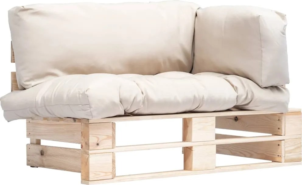 vidaXL fenyőfa kerti raklapkanapé homokszínű párnákkal