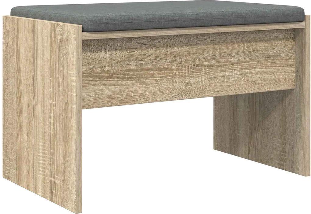 vidaXL Előtér pad párnával Sonoma tölgy 63 x 38 x 40 cm