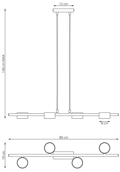 Csillár zsinóron SORA 4xGX53/12W/230V fekete