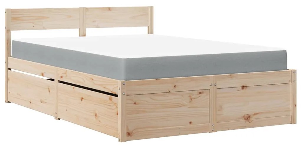 tömör fenyőfa ágy fiókokkal és matraccal 120 x 200 cm