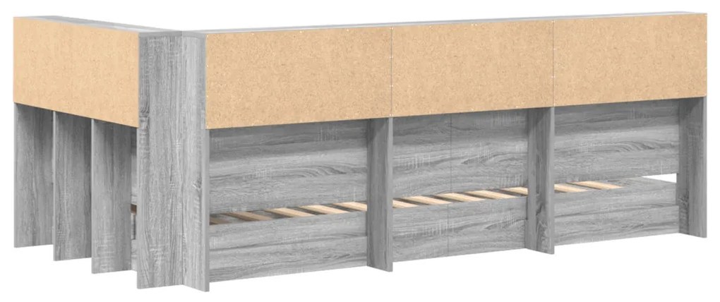Könyvespolc ágy Szürke Sonoma 90x200 cm Feldolgozott fa