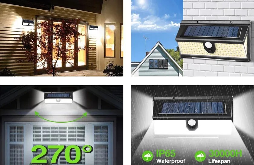 Zaparkorun Napelemes kerti világítás mozgásérzékelővel - 190 LED