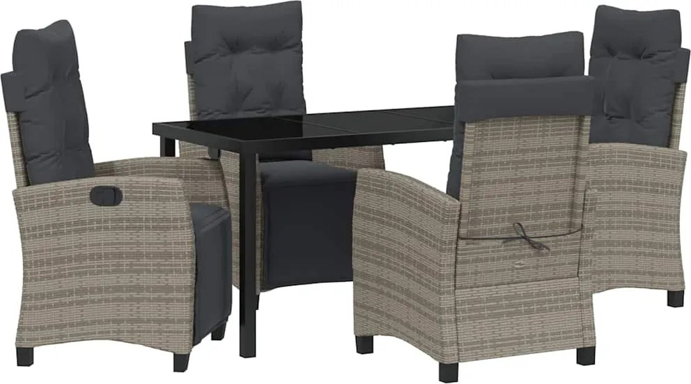 vidaXL Kert étkező szett párnával 5 pcs Szürke polirattan