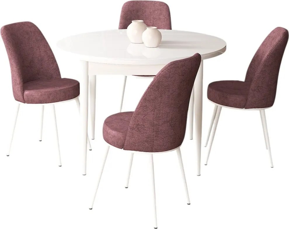 Tor étkezőgarnitúra, fehér-púderrózsaszín, 90 cm