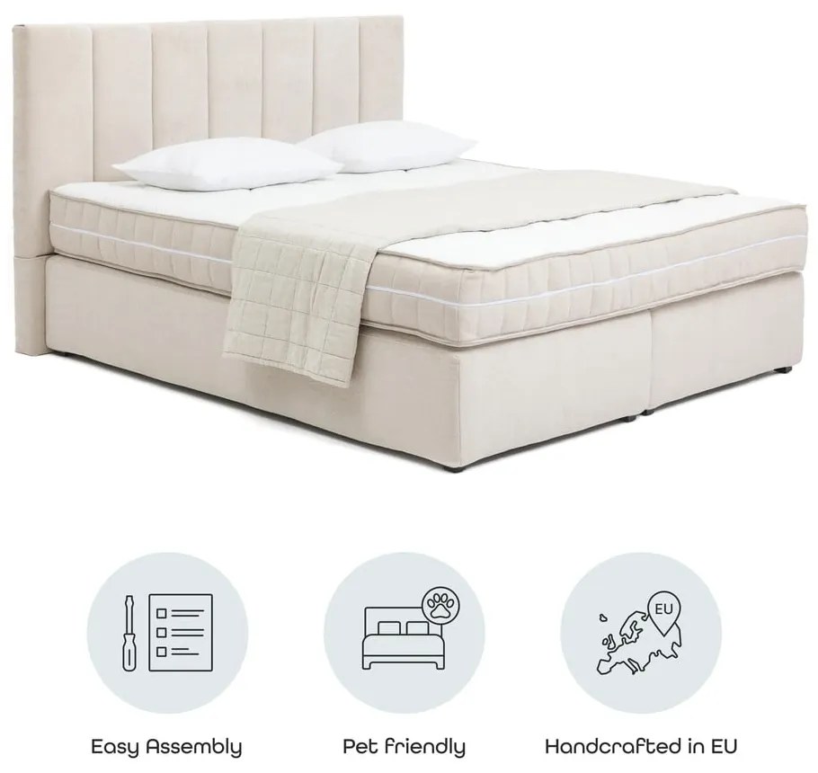 Bézs boxspring ágy 160x200 cm Olia Bold Line – Bonami Selection