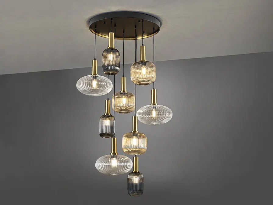 SCHULLER 225090 NORMA Bronz Színű Függeszték 9XE27 8W IP20