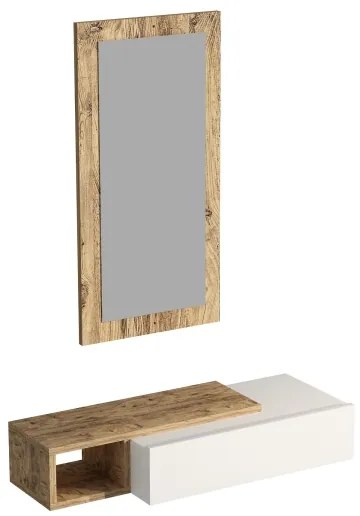 Fali polc + tükör VIEN fehér/atlanti fenyő