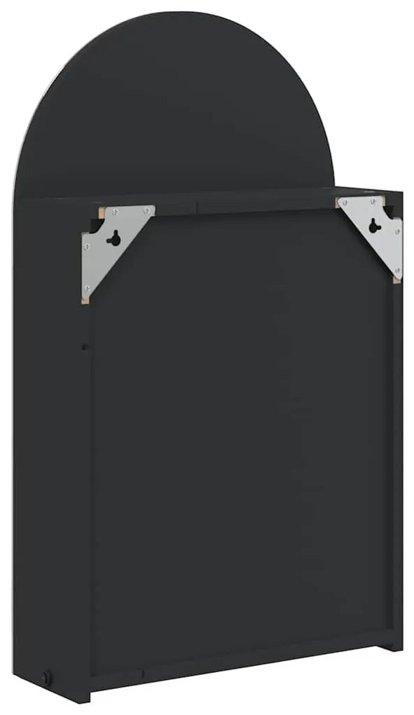 fekete ívelt tükrös fürdőszobaszekrény LED-del 42 x 13 x 70 cm