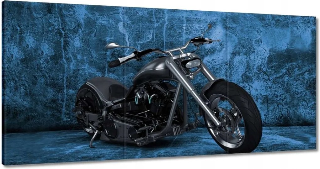 Vászonkép 180x90 Kék fal Motorkerékpár