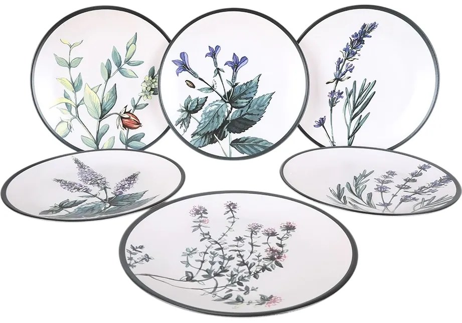 6 darab 25 cm-es Herbal fajanss tálca szett