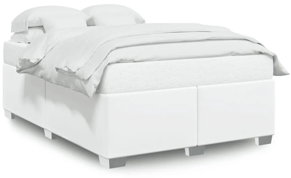 fehér műbőr ágykeret 140x200 cm