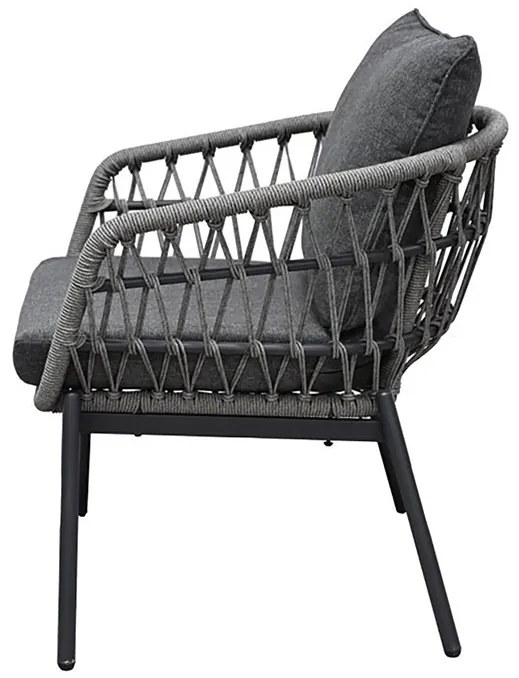 Kerti Ülőgarnitúra, Fém + Polyrattan, Szürke. GREY