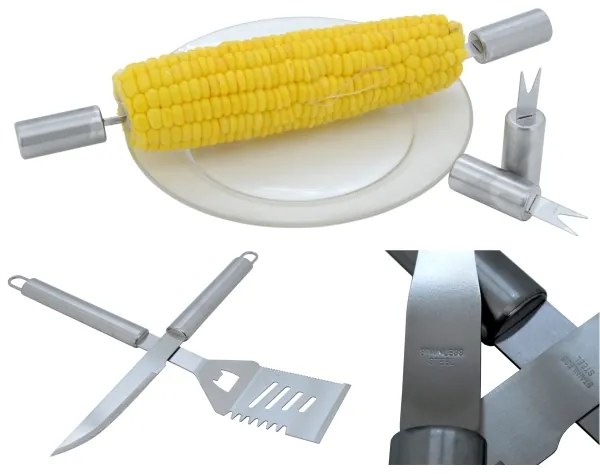 Grillező eszközök rozsdamentes acél tokkal 30 db