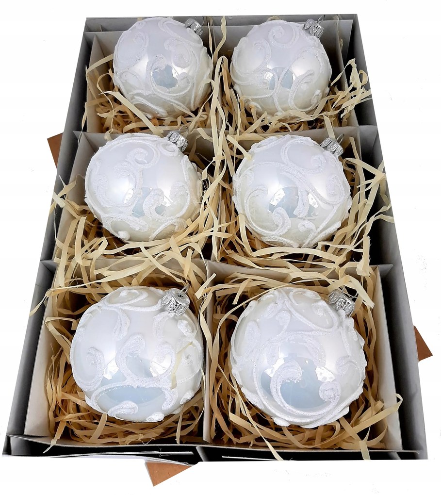 Üveg karácsonyfadísz 6 db 8 cm