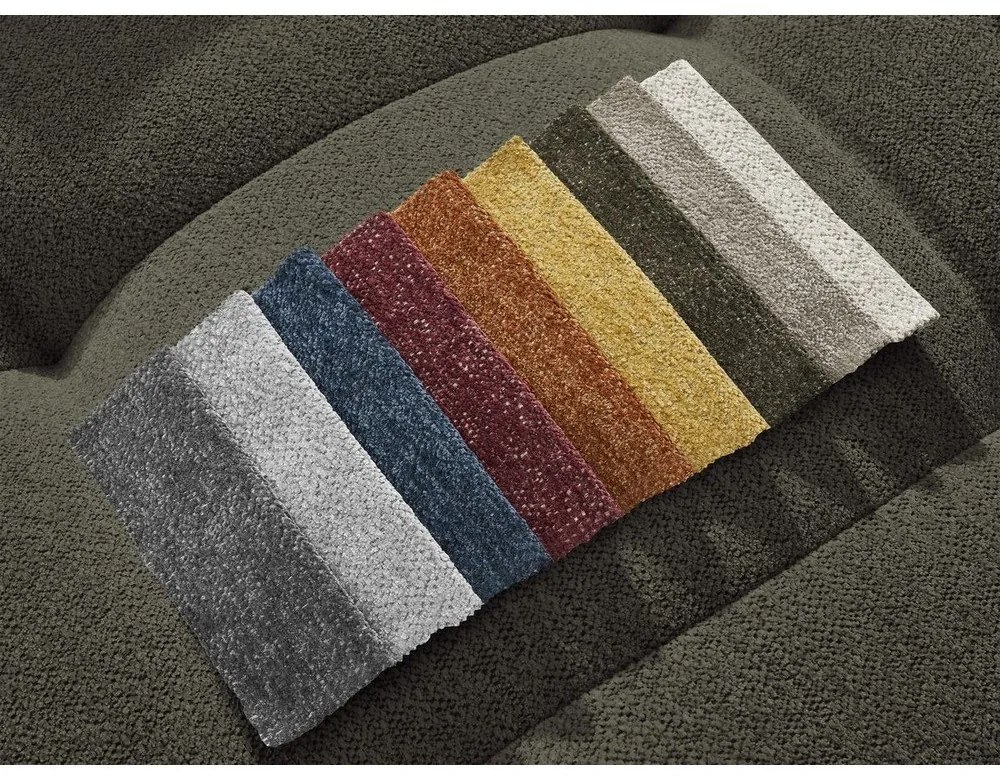 Khaki zsenília kinyitható-tárolóhelyes sarokkanapé (bal oldali-heverő résszel) Roxelane – Bobochic Paris