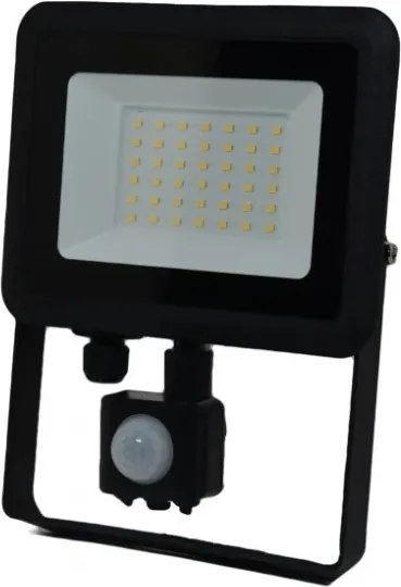 Led fényvető 30W 2550lm 4000K IP65 Fekete Solas érzékelővel