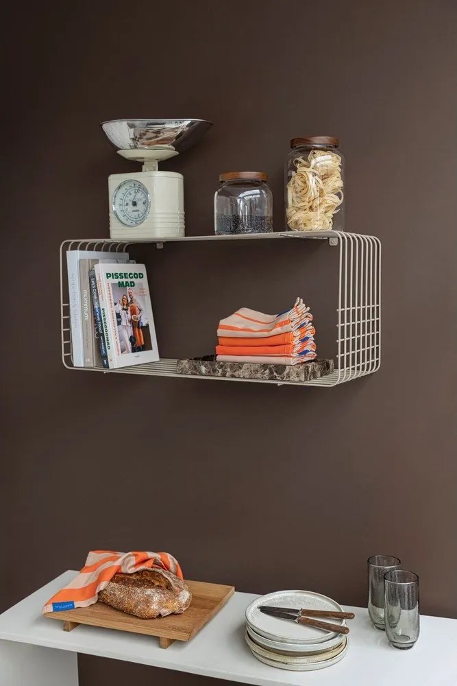 Bézs többszintes fém fali polc 70 cm Wire – Mette Ditmer Denmark