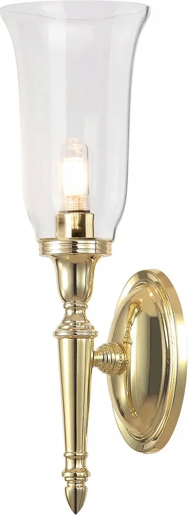 Fali lámpa sárgaréz hosszúkás üveg lámpabúra hálószoba glamour Elstead