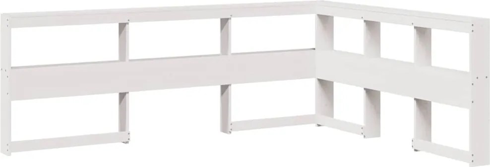 vidaXL Könyvespolc fejtámla L-alakú fehér 150 cm tömör fa fenyőfa