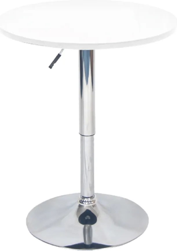 Bárasztal, magasság állítással, króm/fehér, átmérő 60 cm, BRANY 2 NEW