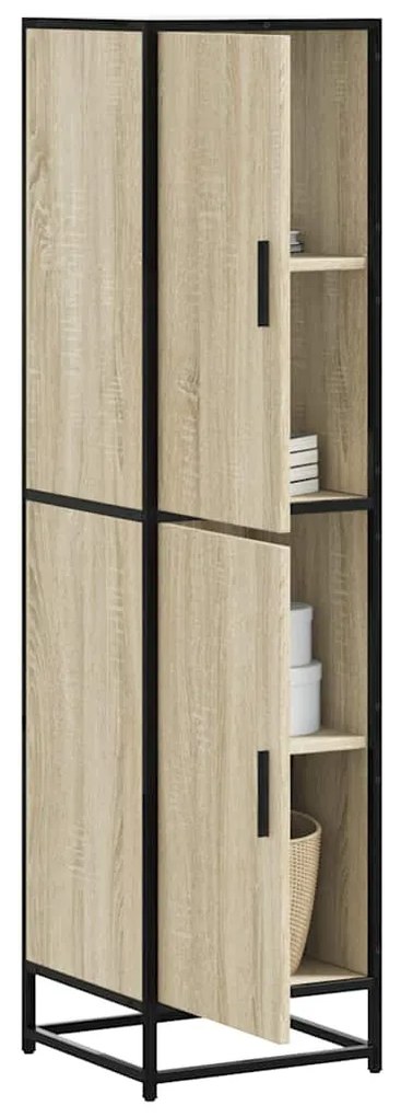 Highboard sonoma tölgy 35,5x35x139 cm gépelt fa és fém