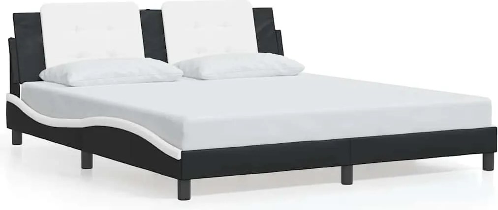 vidaXL fekete és fehér műbőr ágykeret matrac nélkül Zadar 180x200 cm