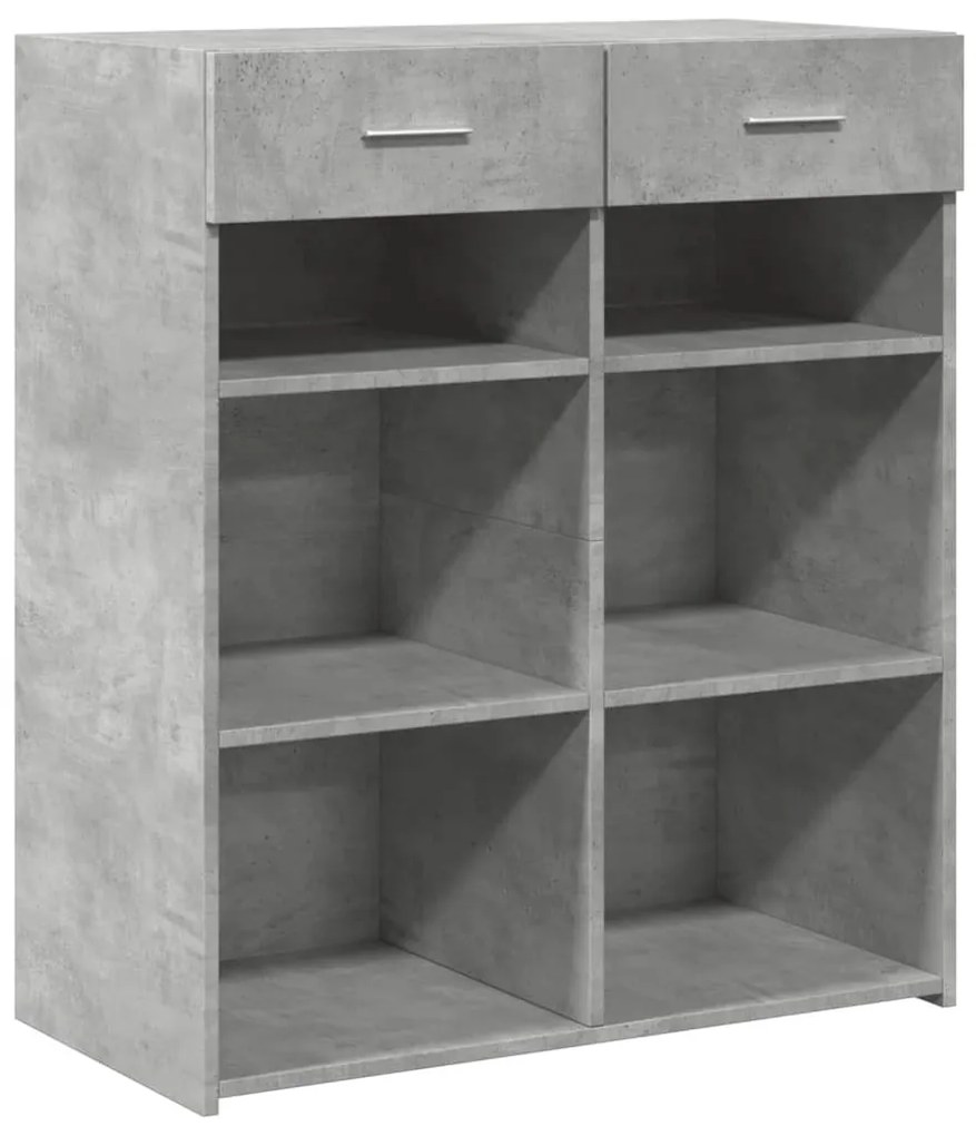 betonszürke szerelt fa tálalószekrény 80 x 42,5 x 93 cm