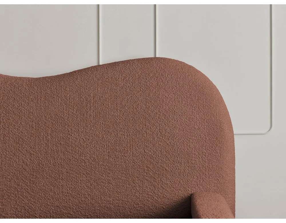 Narancssárga kárpitozott ágyneműtartós franciaágy ágyráccsal 140x190 cm Orlane – Bobochic Paris