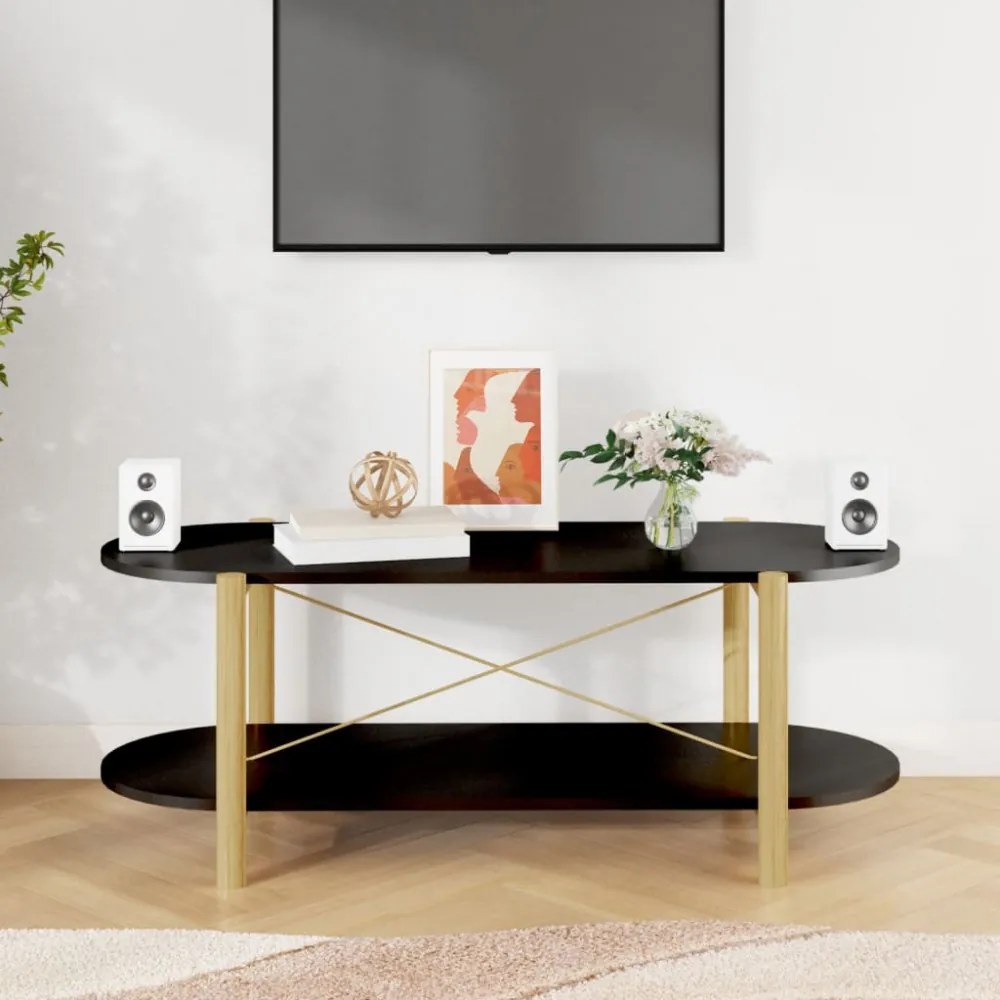 fekete szerelt fa dohányzóasztal 110x48x40 cm