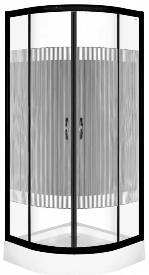Xenia Duo Black 90x90 cm Íves zuhanykabin zuhanytálcával