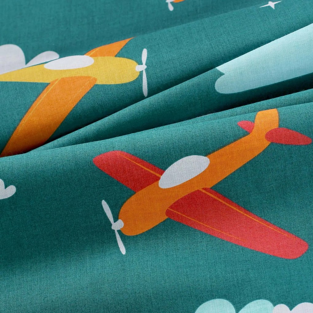 Goldea gyermek pamut ágyneműhuzat duo - repülős kalandok, sárga hátoldal 140 x 200 és 70 x 90 cm