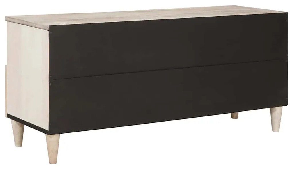 TV szekrény fiókkal Fehér 100 x 33 x 46 cm tömör mangófa