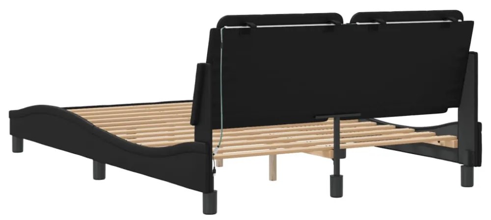 fekete ágykeret LED-ekkel matrac nélkül Zadar 140 x 190 cm