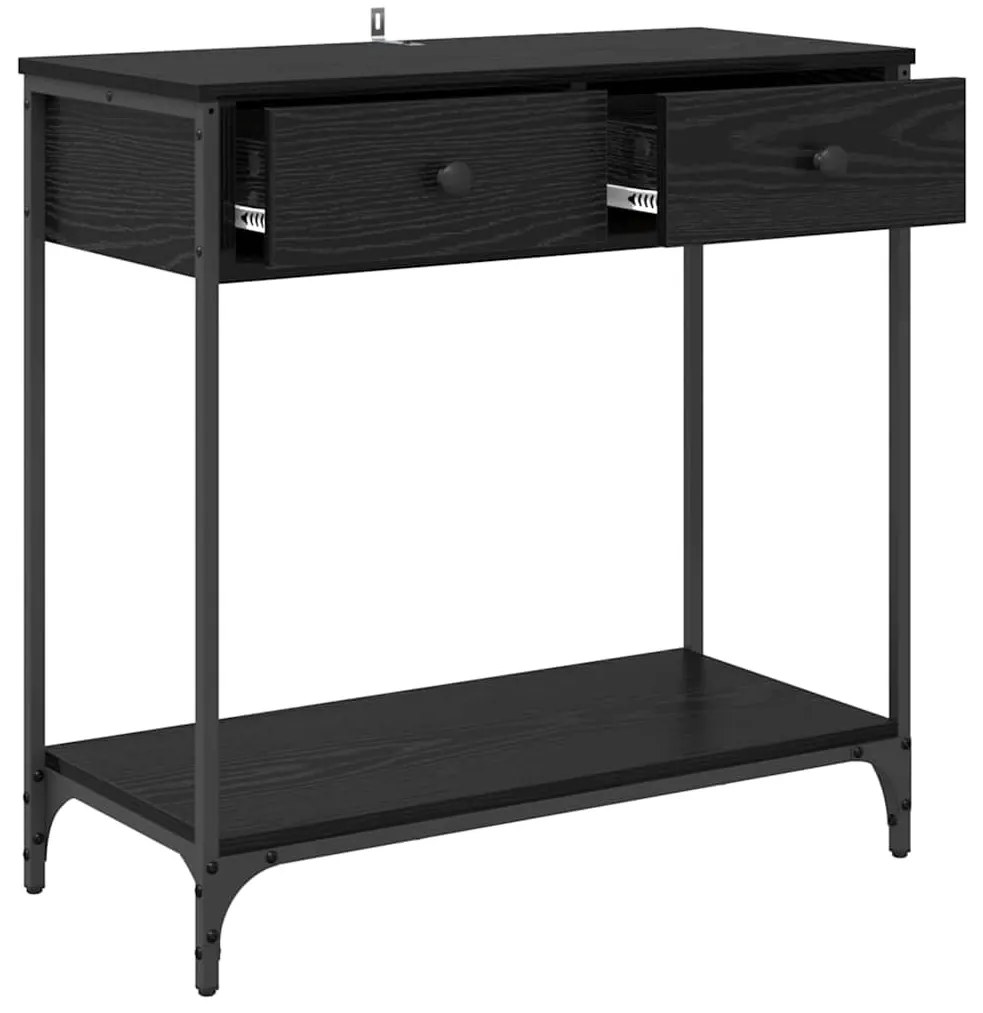 vidaXL Konzolasztal fiókkal Fekete tölgy 75 x 34,5 x 75 cm Faanyag