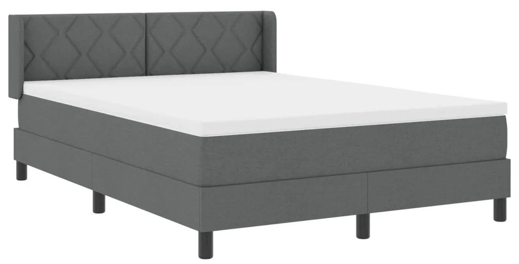 Boxspring Ágy Matrac, Sötétszürke, 140x200 cm, Szövet