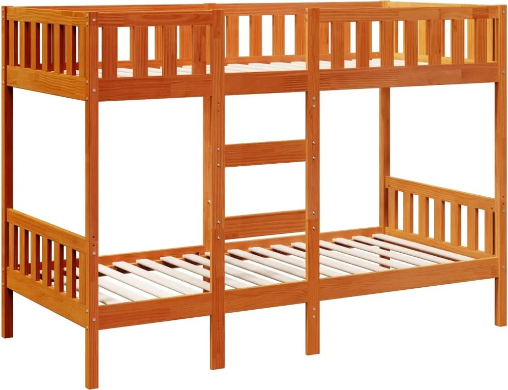 vidaXL viaszbarna tömör fenyőfa emeletes ágy 90x190 cm