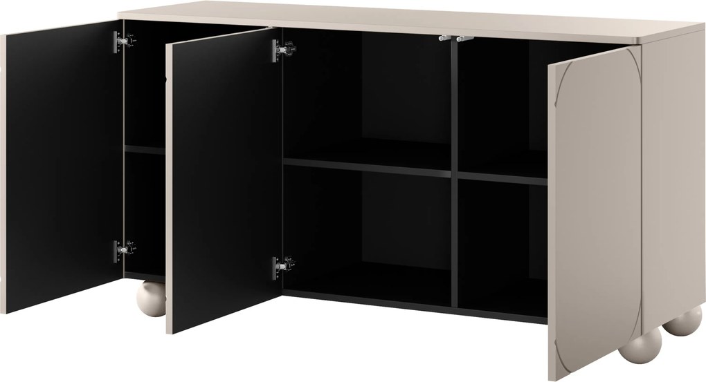 Sonatia II komód 150 cm háromajtós - kasmír / gömb lábak