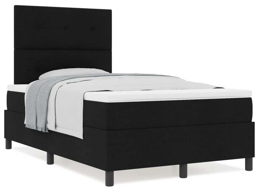 Box Spring Ágy Matraccal Fekete Kiskétszemélyes Szövet