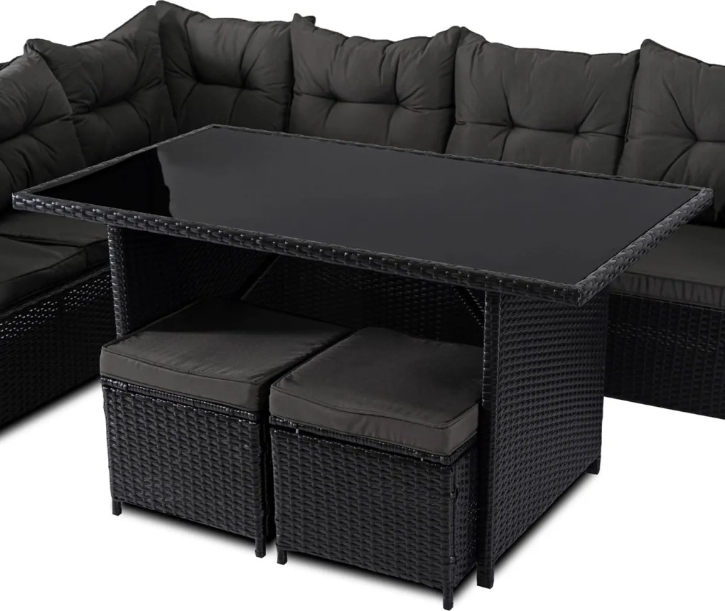 Kerti ülőgarnitúra szett Fekete/Sötétszürke színben. DALLAS