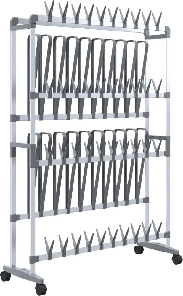 vidaXL ezüst cipőtartó kerekekkel 89 x 27 x 120 cm