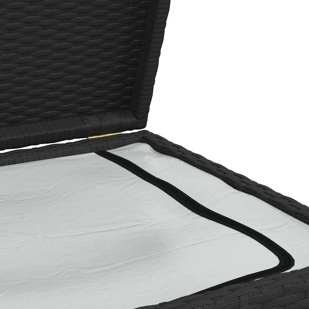 Fekete Polyrattan Kerti Tárolóláda 120 X 50 X 60 Cm