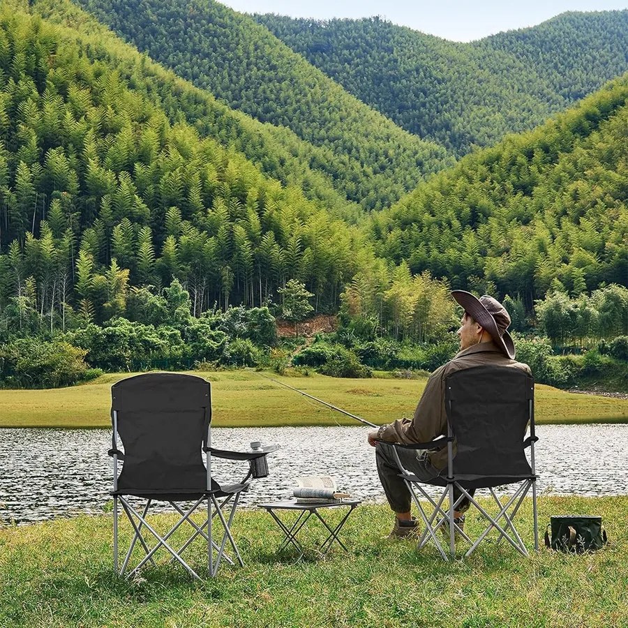 Összecsukható kempingszék 2 darabos szett, pohártartóval