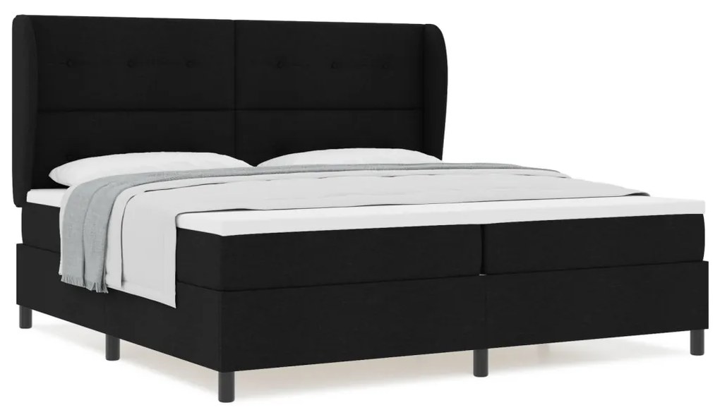 Boxspring Ágy Matraccal Fekete 200x200 cm Textil
