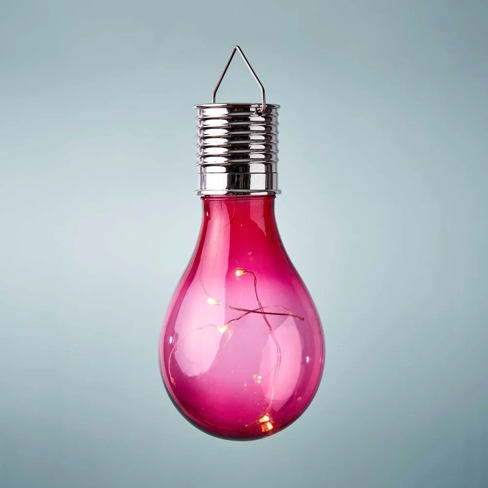 SUNLIGHT napelemes villanykörte akasztóval pink